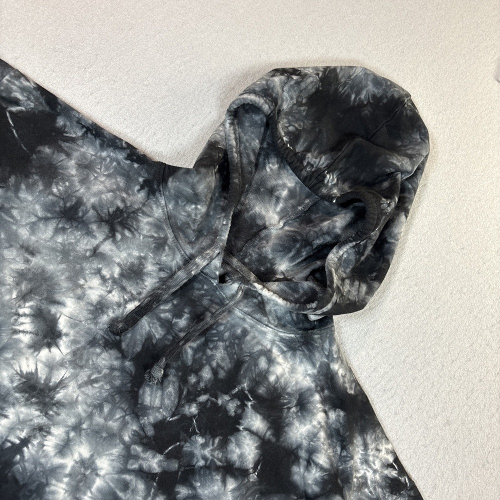 ZOOZATZ XS Tie Dye Black Pull over Hoodie Crop Bohemian Comfort 100% Cotton